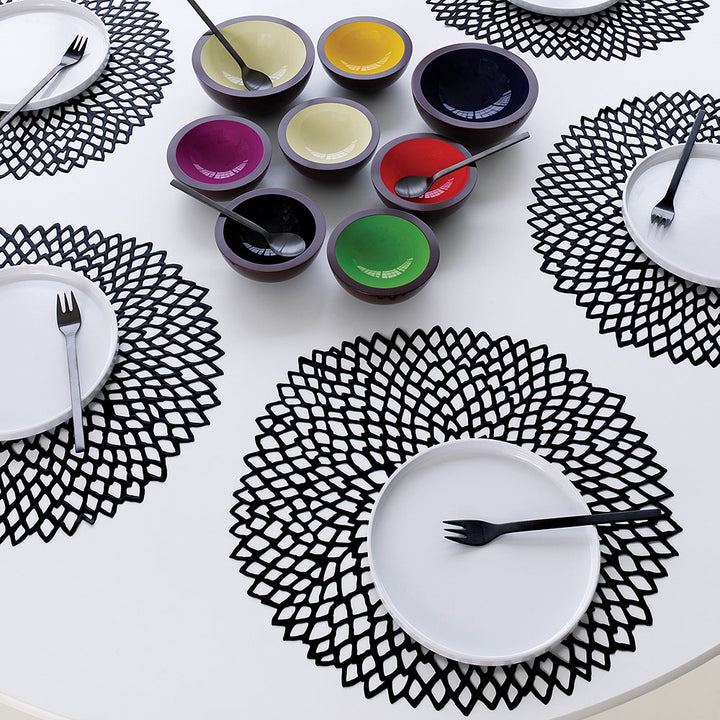 CHILEWICH TerraStrand Microban Dahlia Moulded Table Mat 36 x 38 cm, Gunmetal