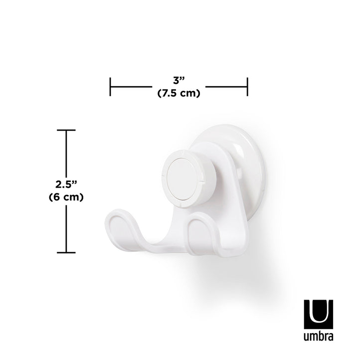 UMBRA Flex Gel-Lock Suction Cup Double Hook, White