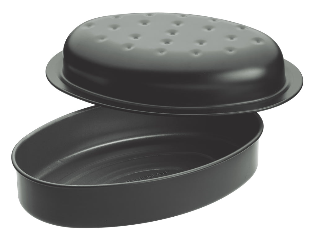 MASTERCLASS Covered Roasting Pan 27X21X10Cm - Non-Stick Carbon Steel