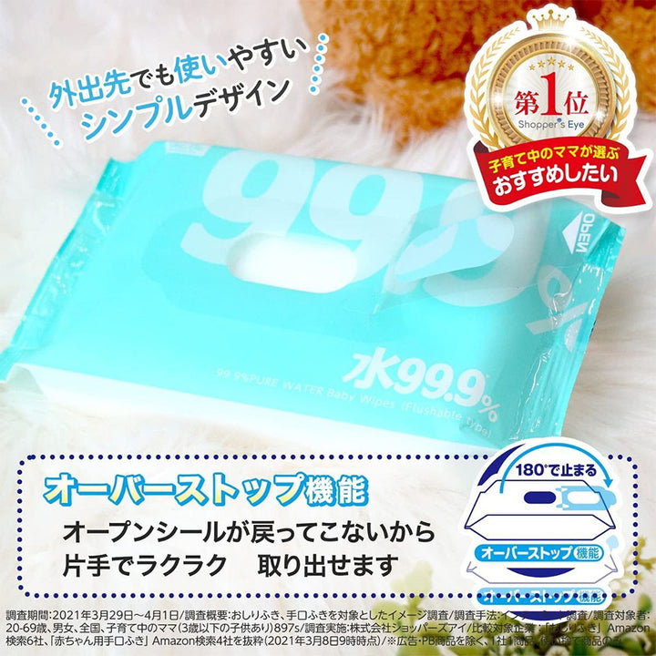 LEC 99.9% Pure Water Baby Wipes (Boleh Siram) 60x3 pek