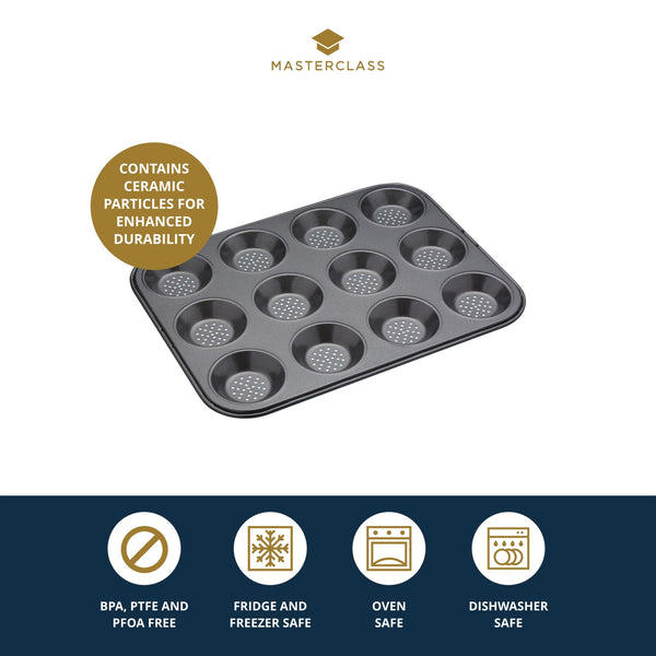 MASTERCLASS Crusty Bake Non-Stick 12 Holes Baking Pan - 32X24Cm