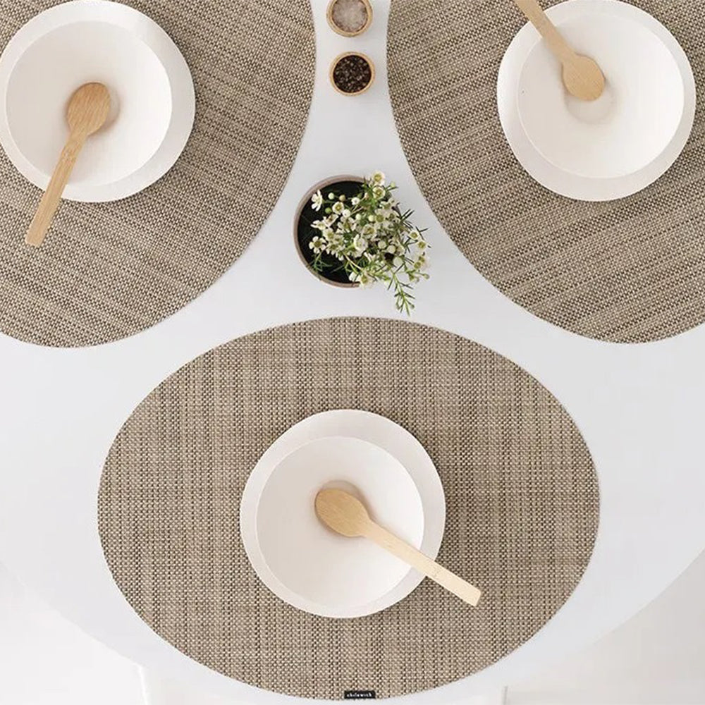CHILEWICH TerraStrand Microban Mini Basketweave Woven Table Mat 36 x 49 cm, Dill