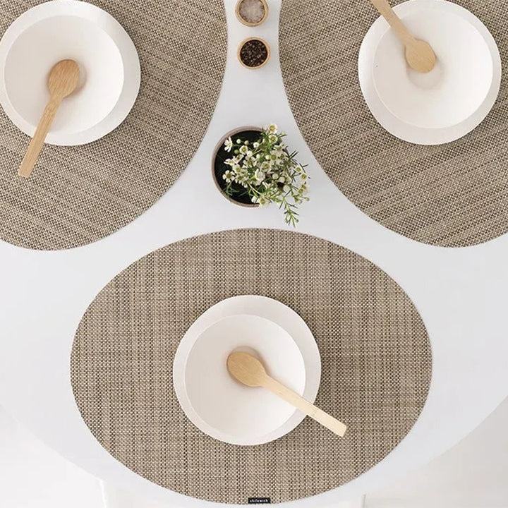 CHILEWICH TerraStrand Microban Mini Basketweave Woven Table Mat 36 x 49 cm, Dill