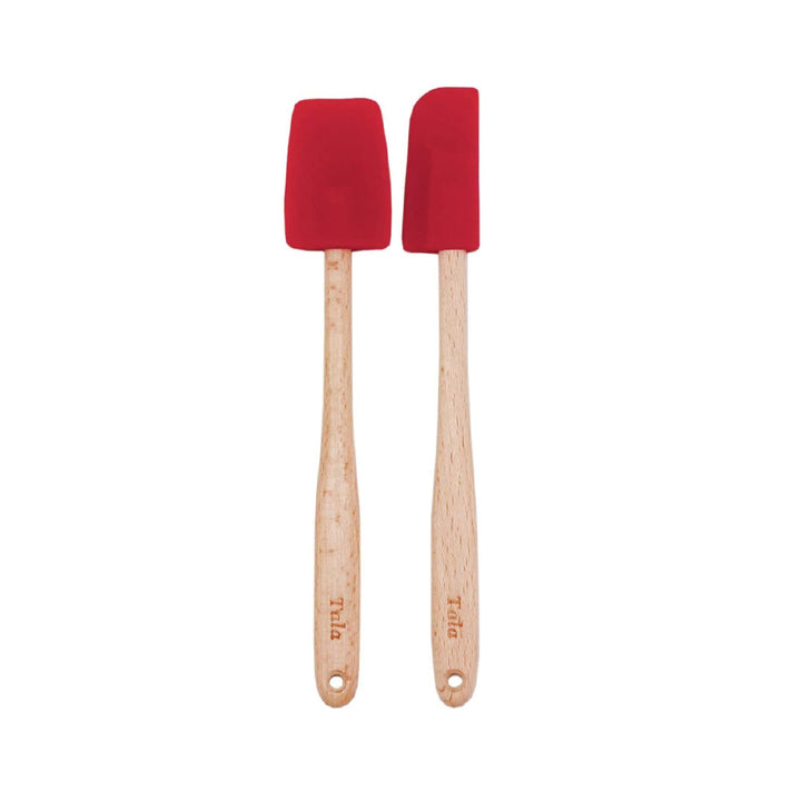 TALA 2 Keping Spatula Silikon Dengan Pemegang Kayu