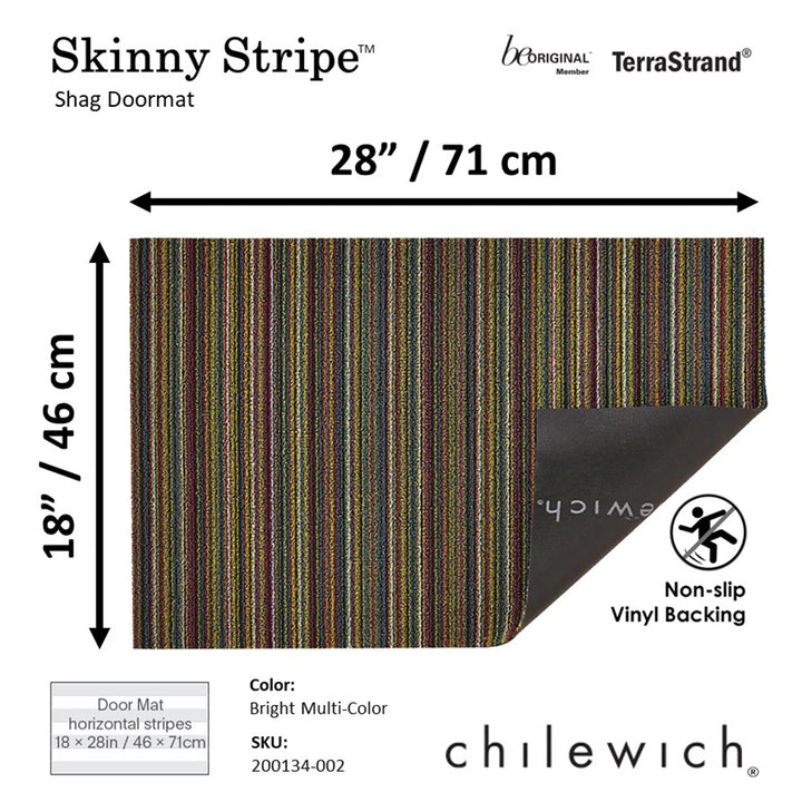 CHILEWICH TerraStrand¬Æ Microban¬Æ Tikar Pintu Jalur Kurus, 46 x 71 sm, Pelbagai Warna Cerah