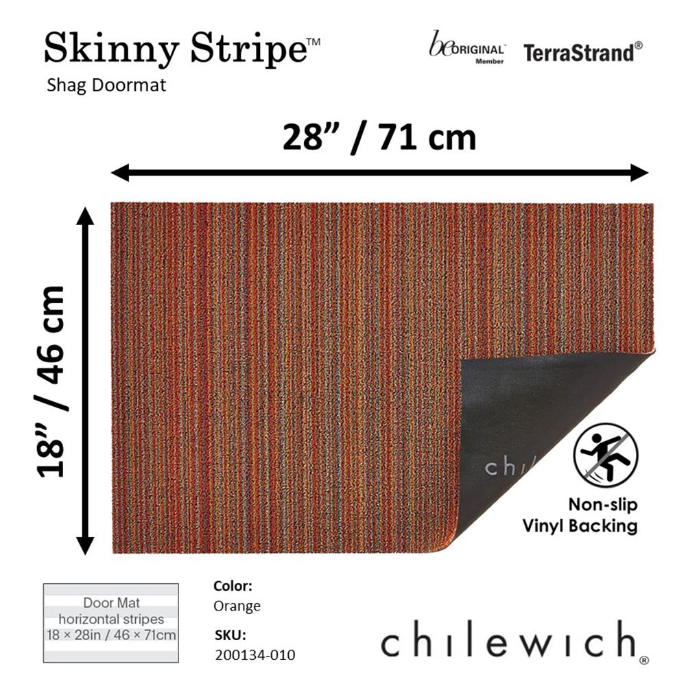 CHILEWICH TerraStrand¬Æ Microban¬Æ Tikar Pintu Jalur Kurus 46 x 71 sm, Jingga