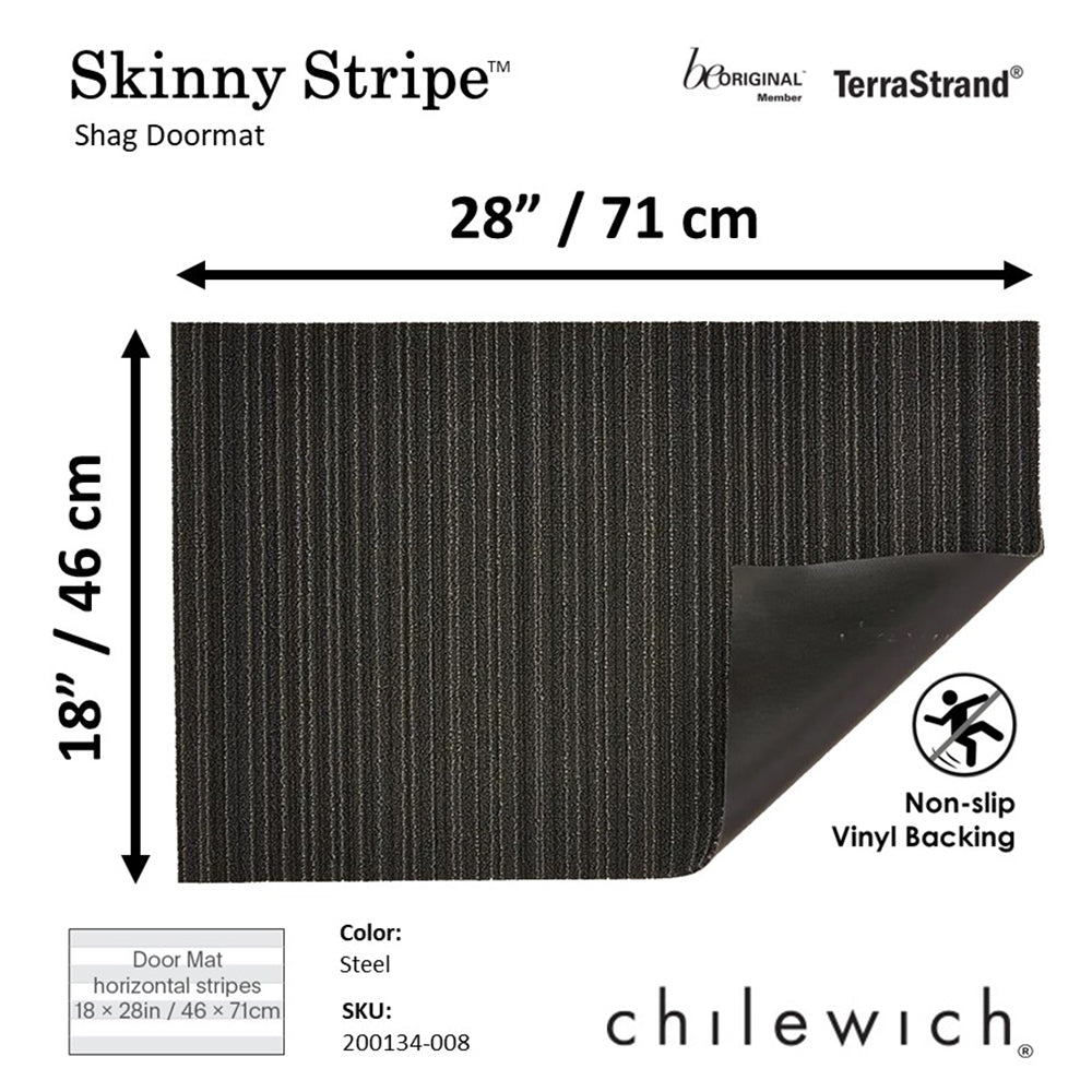 CHILEWICH TerraStrand¬Æ Microban¬Æ Tikar Pintu Jalur Kurus 46 x 71 sm, Keluli