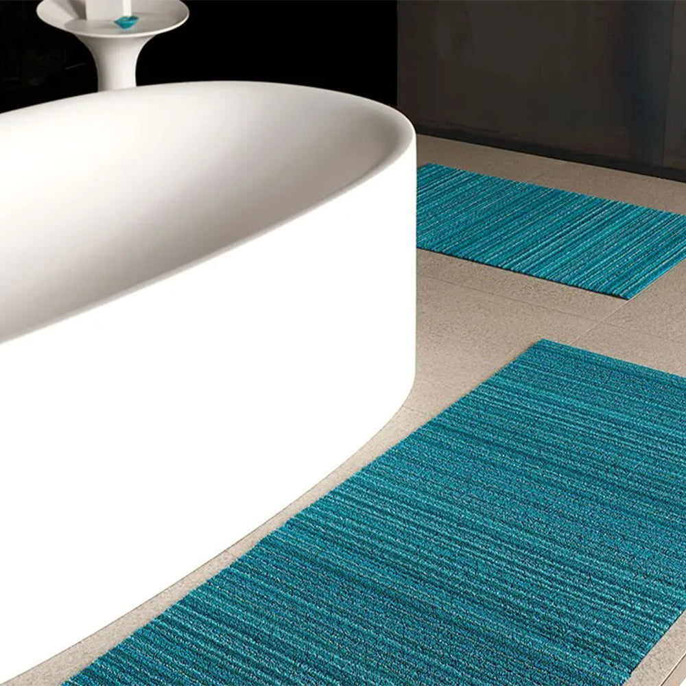 CHILEWICH TerraStrand¬Æ Microban¬Æ Tikar Pintu Jalur Kurus, 46 x 71 sm, Turquoise