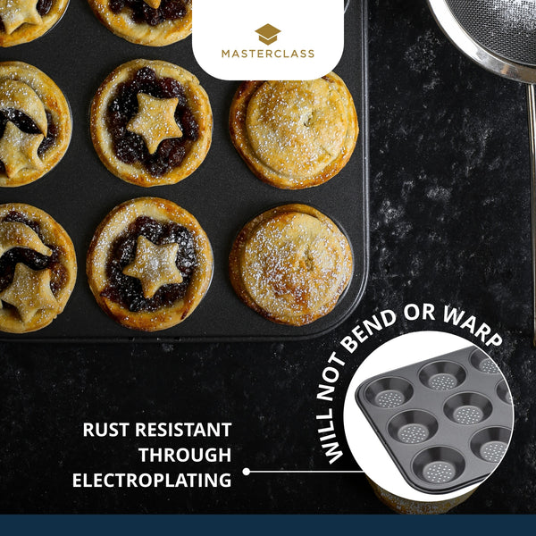 MASTERCLASS Crusty Bake Non-Stick 12 Holes Baking Pan - 32X24Cm